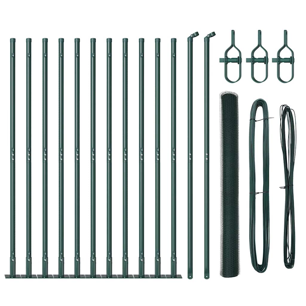 Hexagonal Fence with Concrete Base 25 x 1.6 m PVC-Coated Steel