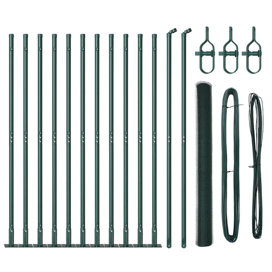 Hexagonal Fence with Concrete Base 25 x 1.6 m PVC-Coated Steel