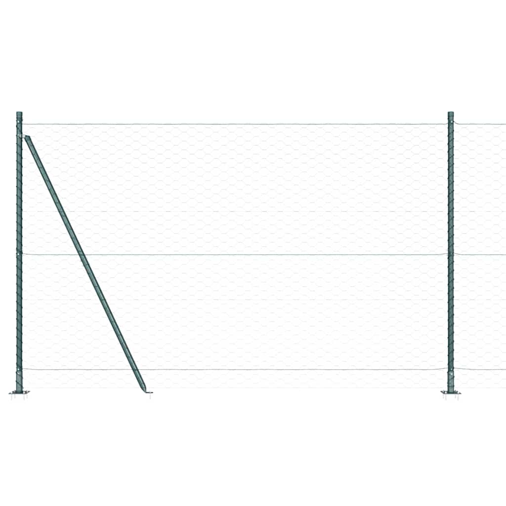 Hexagonal Fence with Concrete Base 25 x 1.6 m PVC-Coated Steel