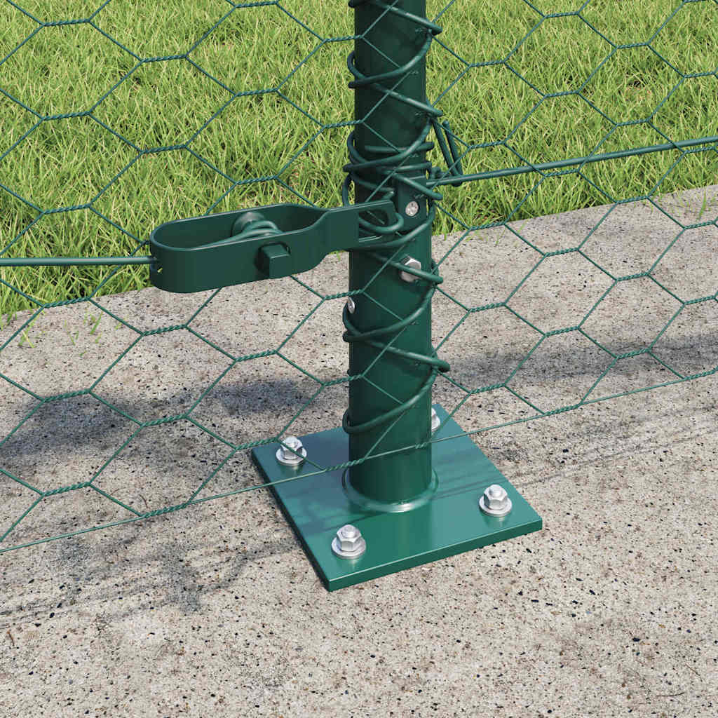 Hexagonal Fence with Concrete Base 50 x 0.6 m PVC-Coated Steel