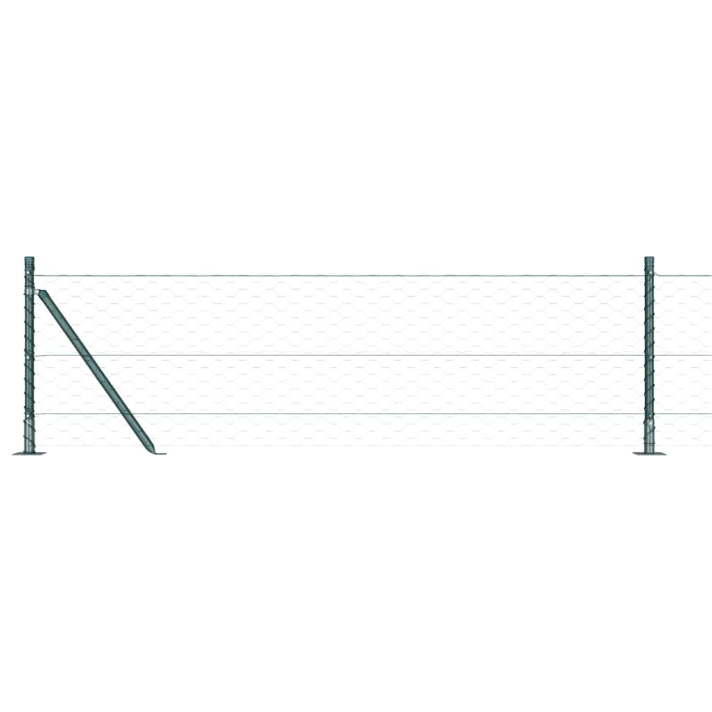 Hexagonal Fence with Concrete Base 50 x 0.6 m PVC-Coated Steel