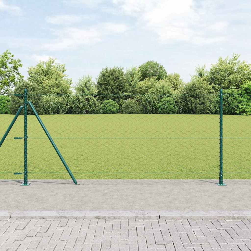 Hexagonal Fence with Concrete Base 50 x 0.8 m PVC-Coated Steel