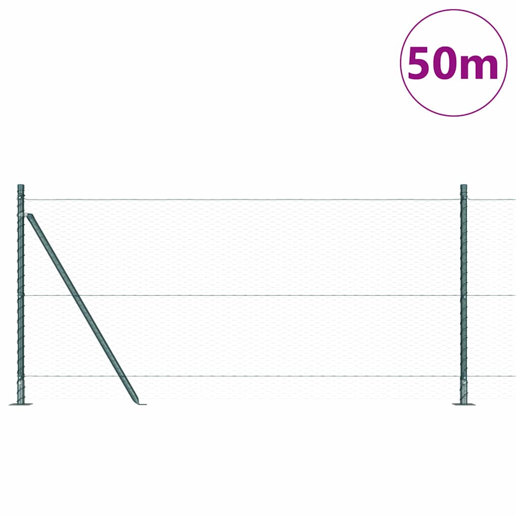Hexagonal Fence with Concrete Base 50 x 1 m PVC-Coated Steel