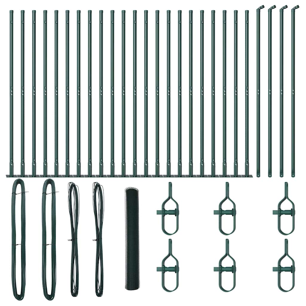Hexagonal Fence with Concrete Base 50 x 1.2 m PVC-Coated Steel