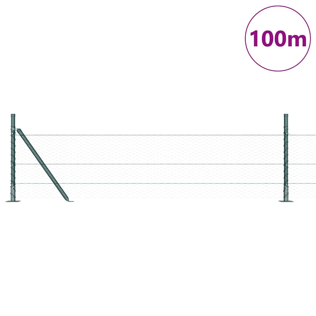 Hexagonal Fence with Concrete Base 100 x 0.5 m PVC-Coated Steel
