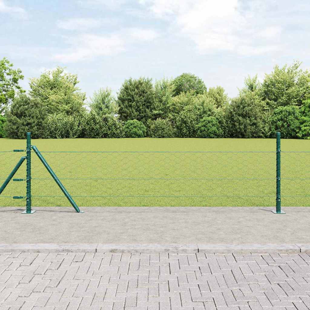 Hexagonal Fence with Concrete Base 100 x 0.5 m PVC-Coated Steel