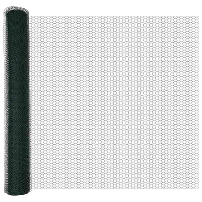 Hexagonal Fence with Concrete Base 100 x 1 m PVC-Coated Steel