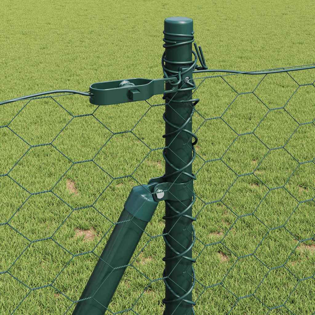 Hexagonal Fence with Concrete Base 100 x 1 m PVC-Coated Steel