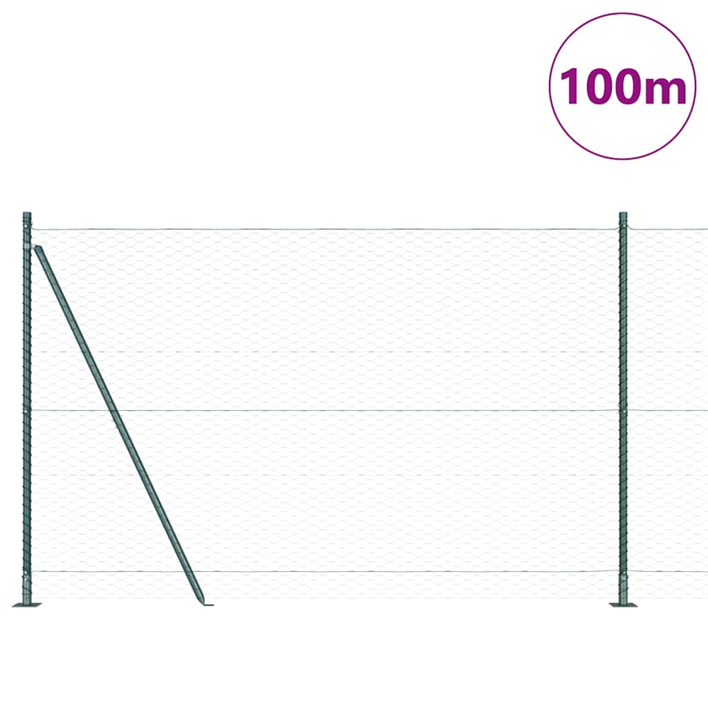 Hexagonal Fence with Concrete Base 100 x 1.6 m PVC-Coated Steel