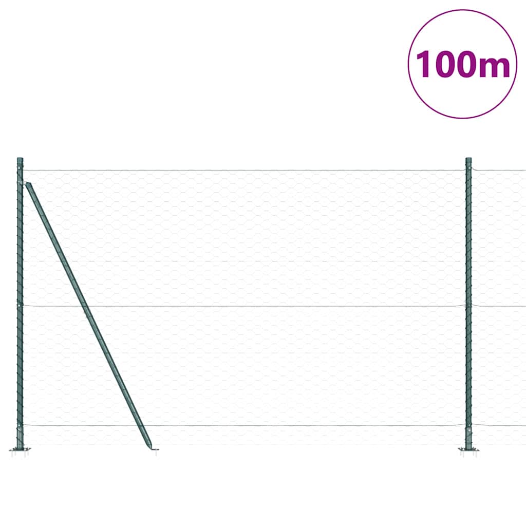 Hexagonal Fence with Concrete Base 100 x 1.6 m PVC-Coated Steel