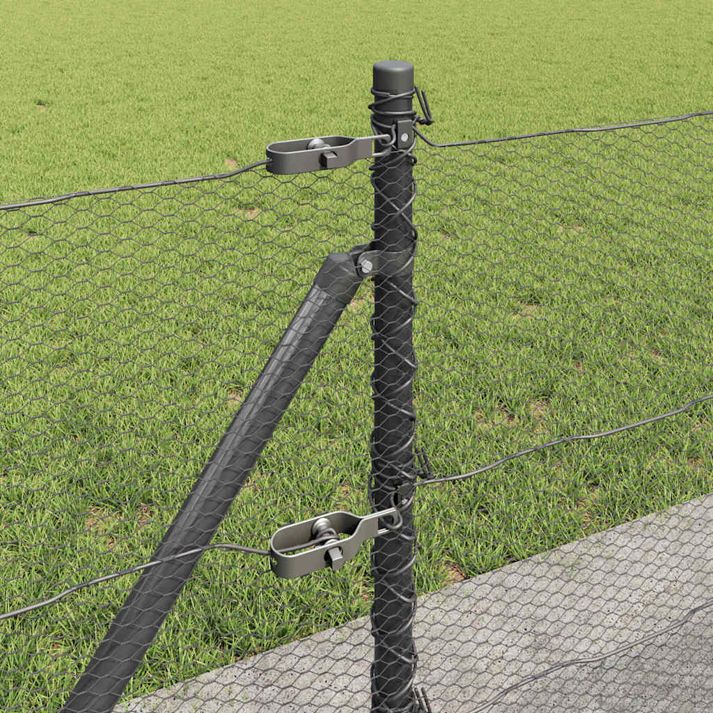 Hexagonal Fence with Concrete Base 10 x 0.4 m PVC-Coated Steel