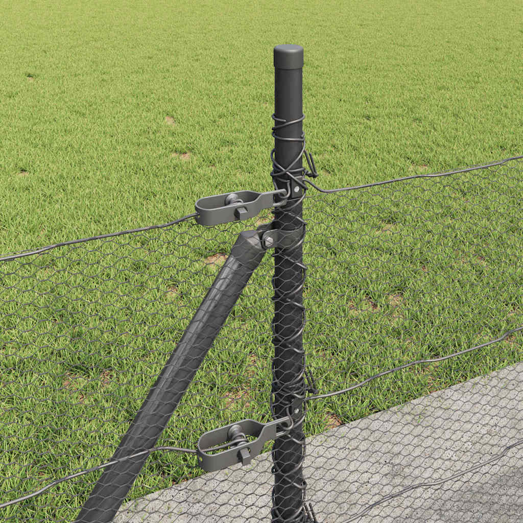 Hexagonal Fence with Concrete Base 10 x 0.5 m PVC-Coated Steel