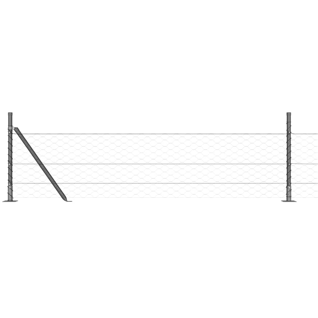 Hexagonal Fence with Concrete Base 10 x 0.5 m PVC-Coated Steel