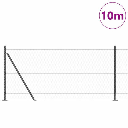 Hexagonal Fence with Concrete Base 10 x 0.8 m PVC-Coated Steel