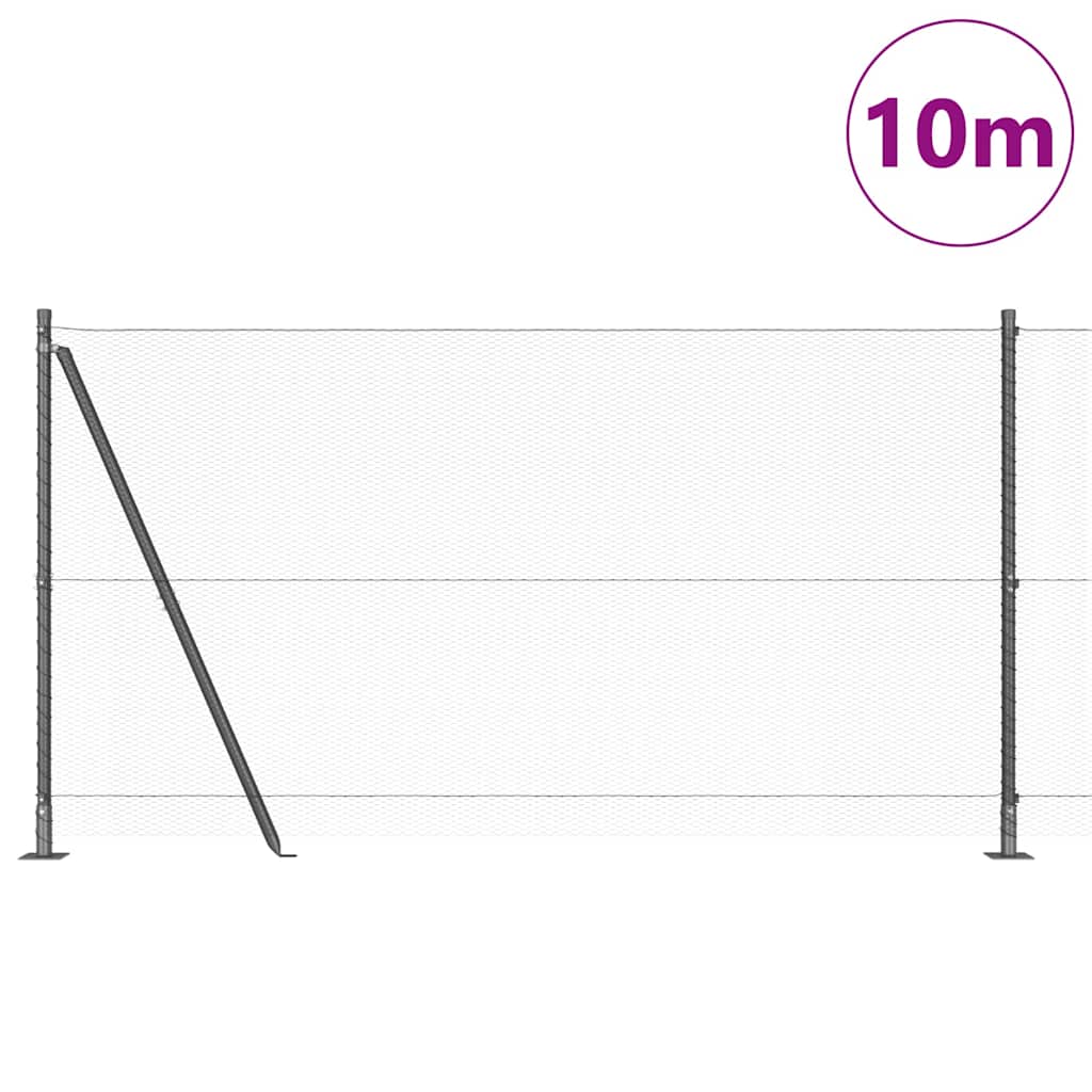 Hexagonal Fence with Concrete Base 10 x 1.2 m PVC-Coated Steel
