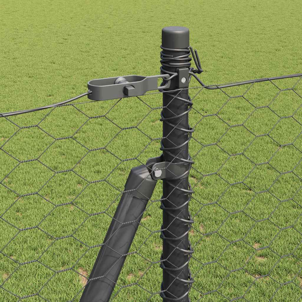Hexagonal Fence with Concrete Base 10 x 1.4 m PVC-Coated Steel