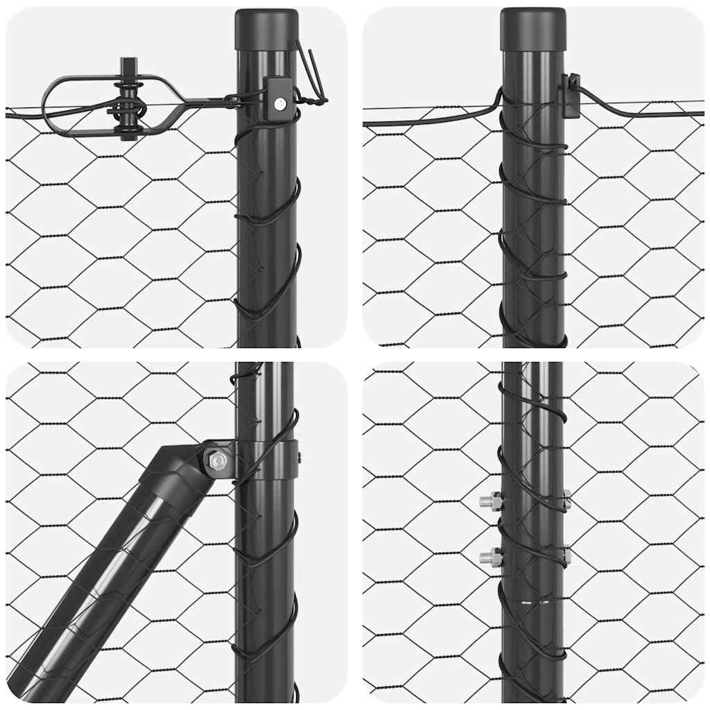 Hexagonal Fence with Concrete Base 10 x 1.5 m PVC-Coated Steel