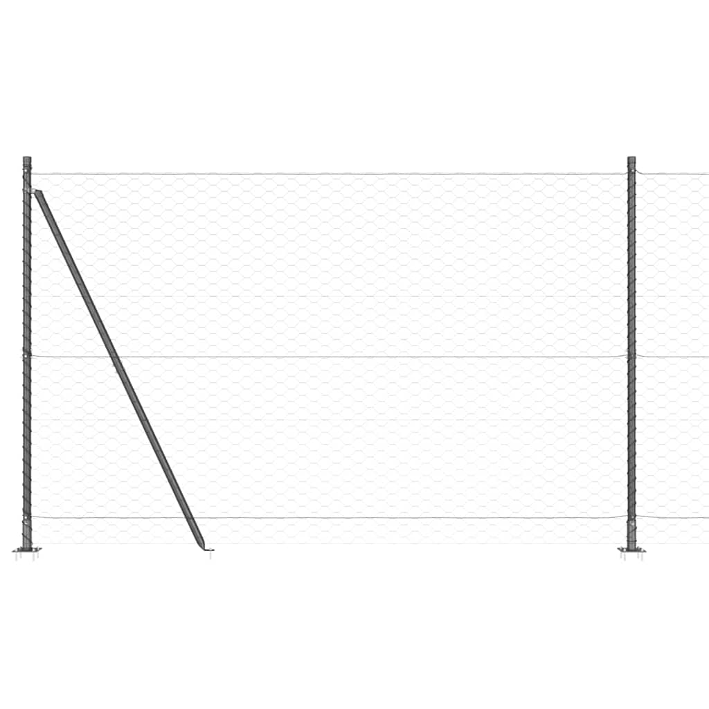 Hexagonal Fence with Concrete Base 10 x 1.5 m PVC-Coated Steel