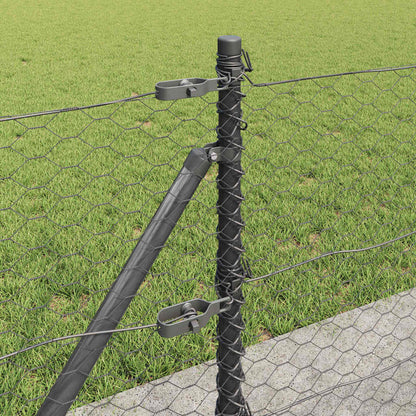 Hexagonal Fence with Concrete Base 25 x 0.4 m PVC-Coated Steel