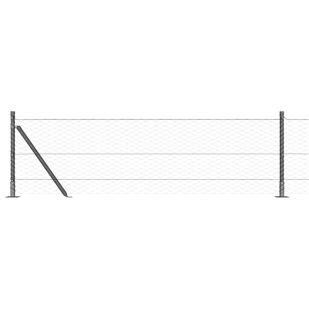 Hexagonal Fence with Concrete Base 25 x 0.4 m PVC-Coated Steel
