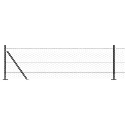 Hexagonal Fence with Concrete Base 25 x 0.4 m PVC-Coated Steel