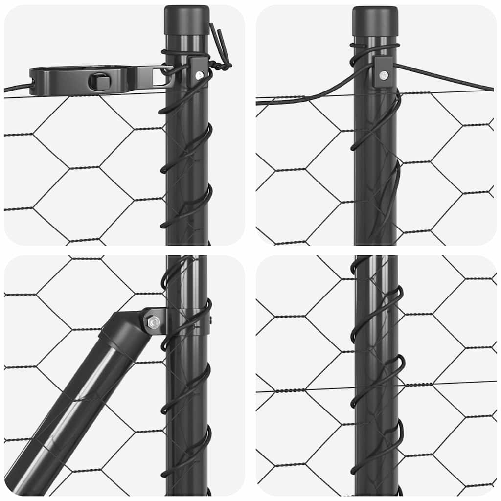 Hexagonal Fence with Concrete Base 25 x 0.5 m PVC-Coated Steel