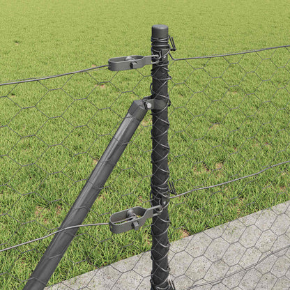 Hexagonal Fence with Concrete Base 25 x 0.6 m PVC-Coated Steel