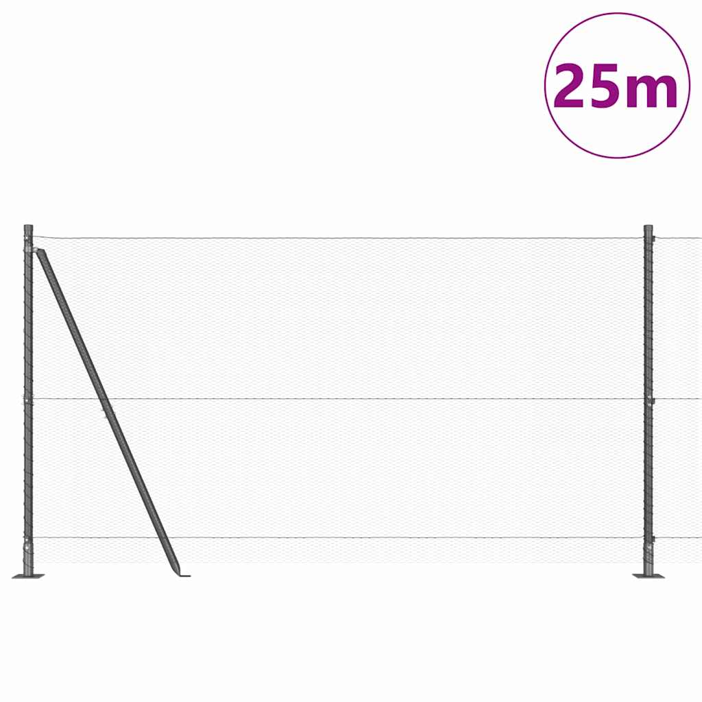 Hexagonal Fence with Concrete Base 25 x 1.2 m PVC-Coated Steel
