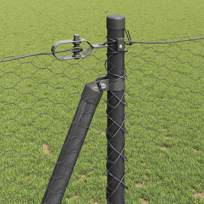 Hexagonal Fence with Concrete Base 25 x 1.2 m PVC-Coated Steel