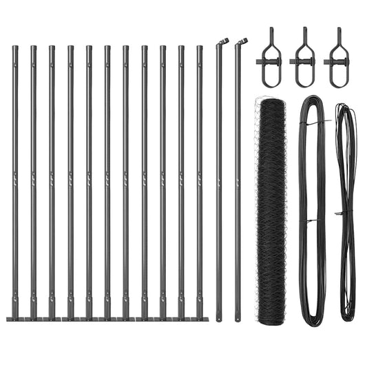 Hexagonal Fence with Concrete Base 25 x 1.2 m PVC-Coated Steel