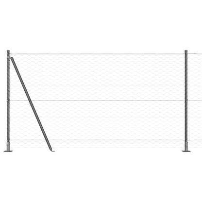 Hexagonal Fence with Concrete Base 25 x 1.2 m PVC-Coated Steel