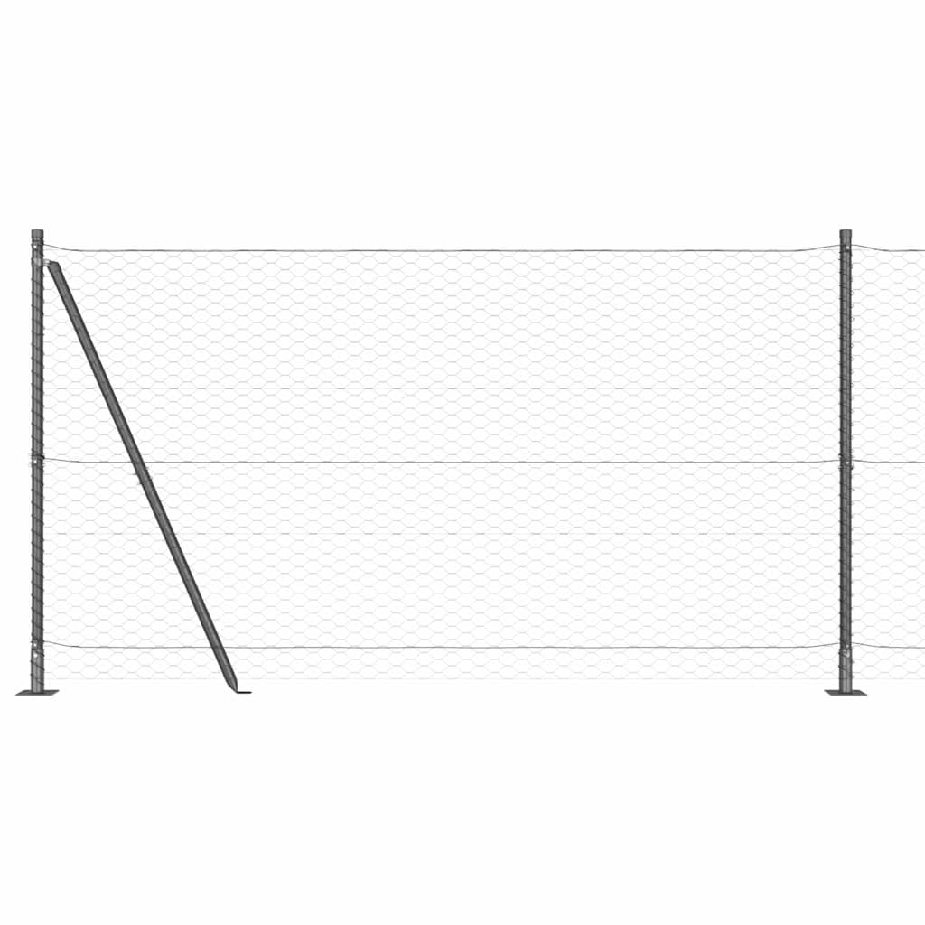 Hexagonal Fence with Concrete Base 25 x 1.6 m PVC-Coated Steel