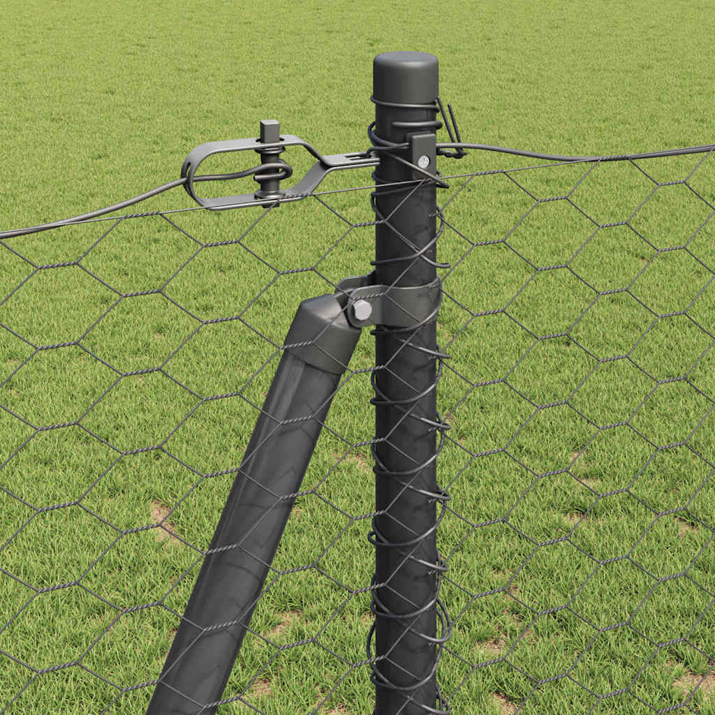 Hexagonal Fence with Concrete Base 50 x 1.2 m PVC-Coated Steel