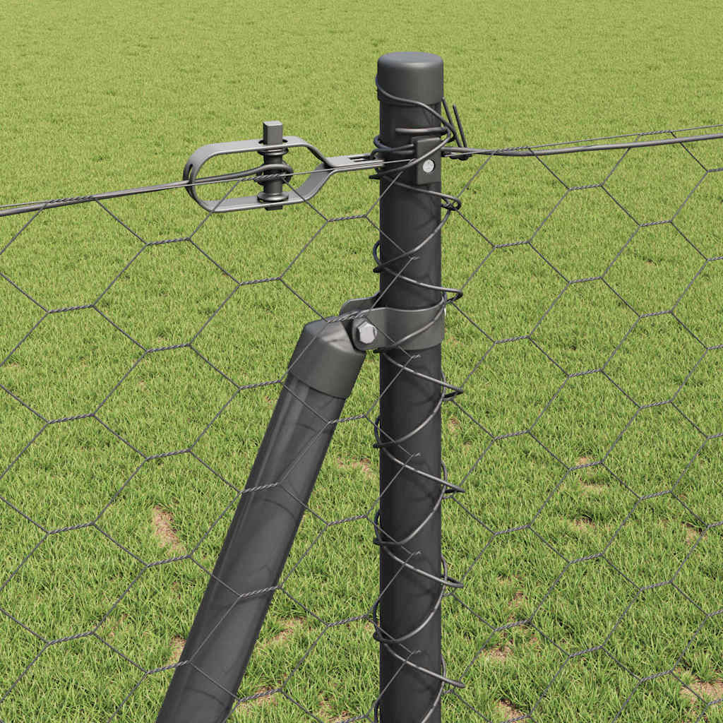 Hexagonal Fence with Concrete Base 50 x 1.2 m PVC-Coated Steel