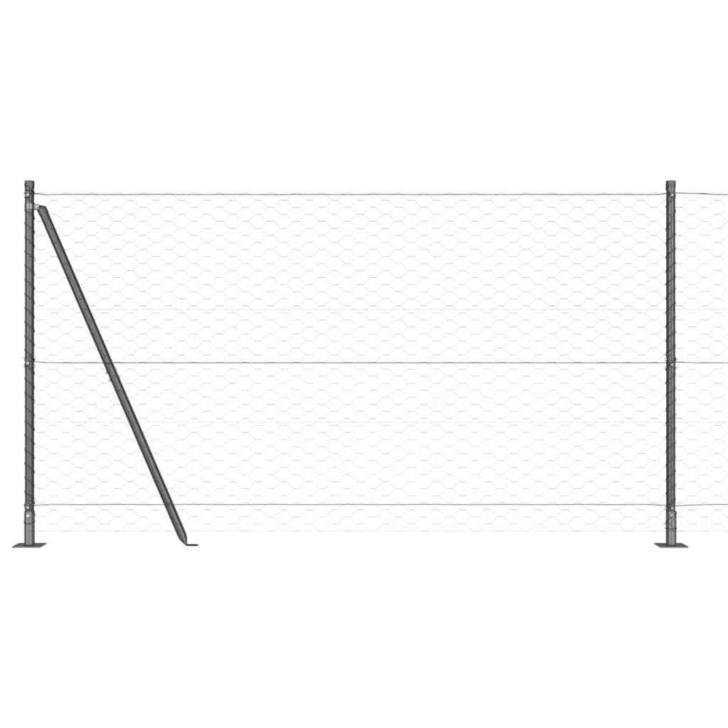 Hexagonal Fence with Concrete Base 50 x 1.2 m PVC-Coated Steel