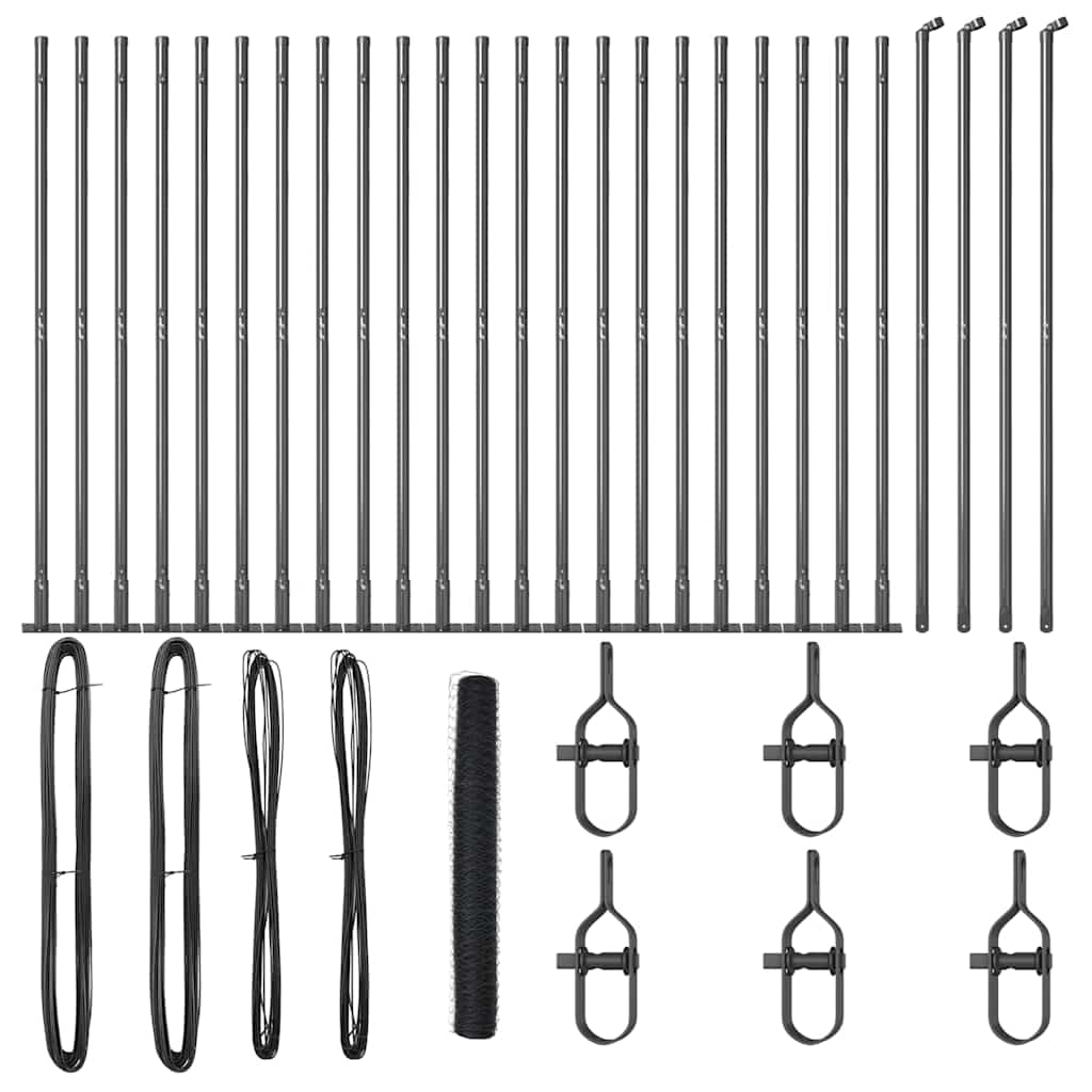Hexagonal Fence with Concrete Base 50 x 1.2 m PVC-Coated Steel