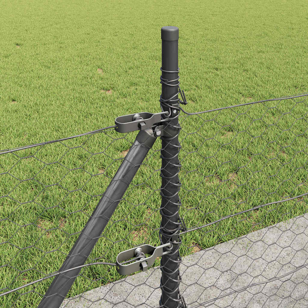 Hexagonal Fence with Concrete Base 100 x 0.5 m PVC-Coated Steel