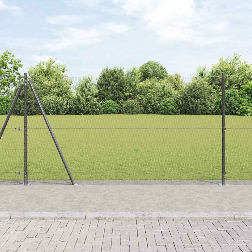 Hexagonal Fence with Concrete Base 100 x 1.2 m PVC-Coated Steel