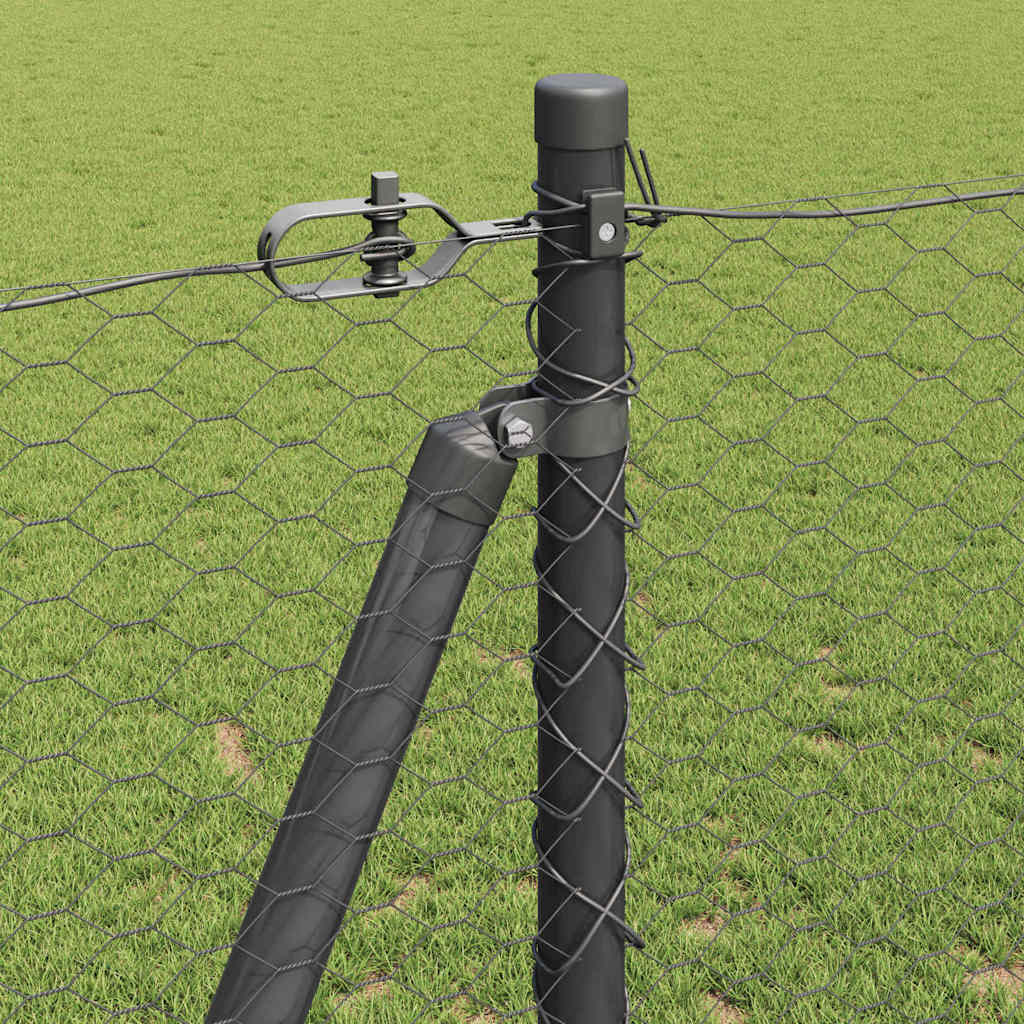 Hexagonal Fence with Concrete Base 100 x 1.2 m PVC-Coated Steel