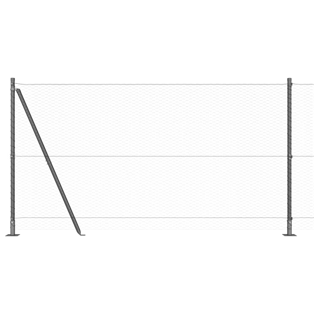 Hexagonal Fence with Concrete Base 100 x 1.2 m PVC-Coated Steel