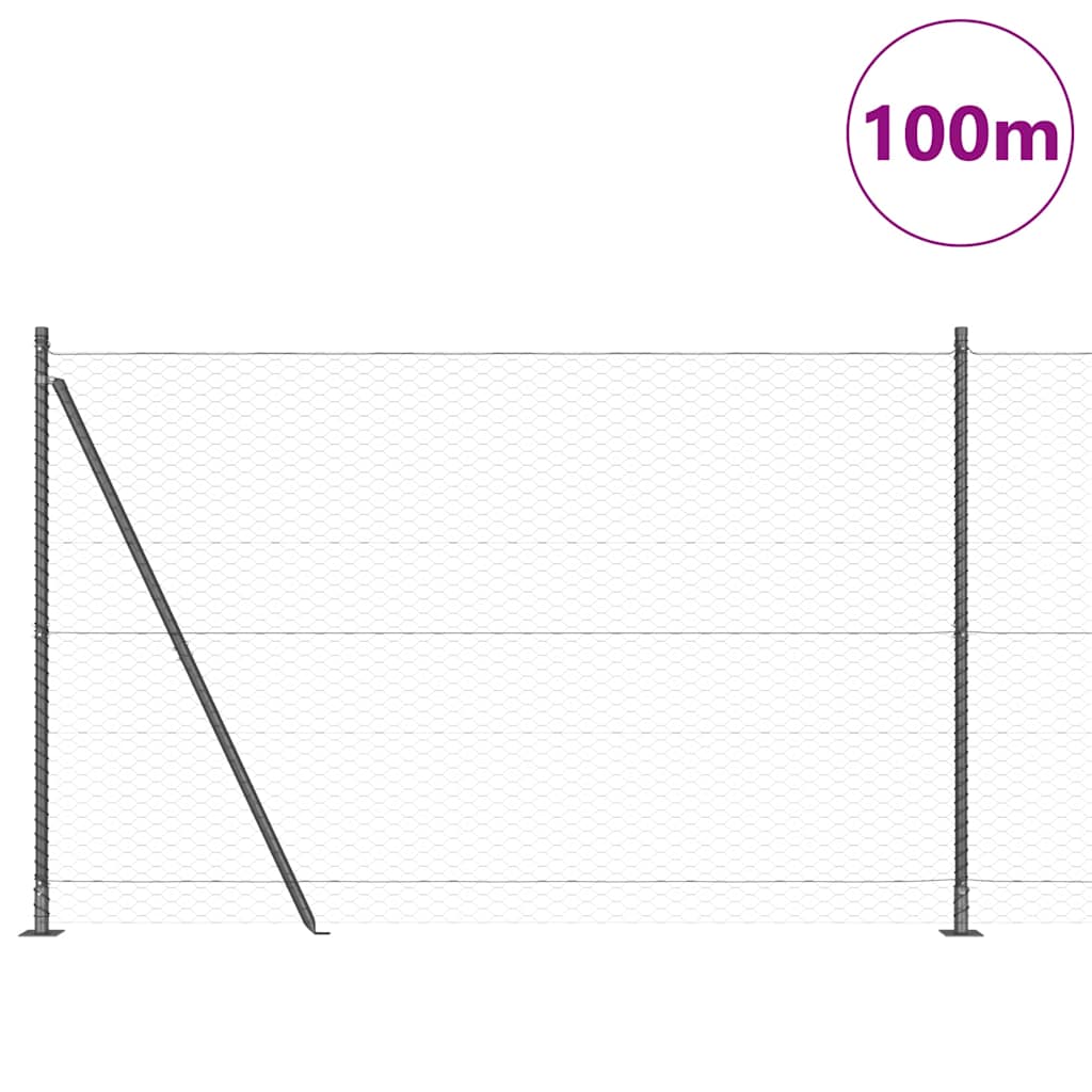 Hexagonal Fence with Concrete Base 100 x 1.4 m PVC-Coated Steel