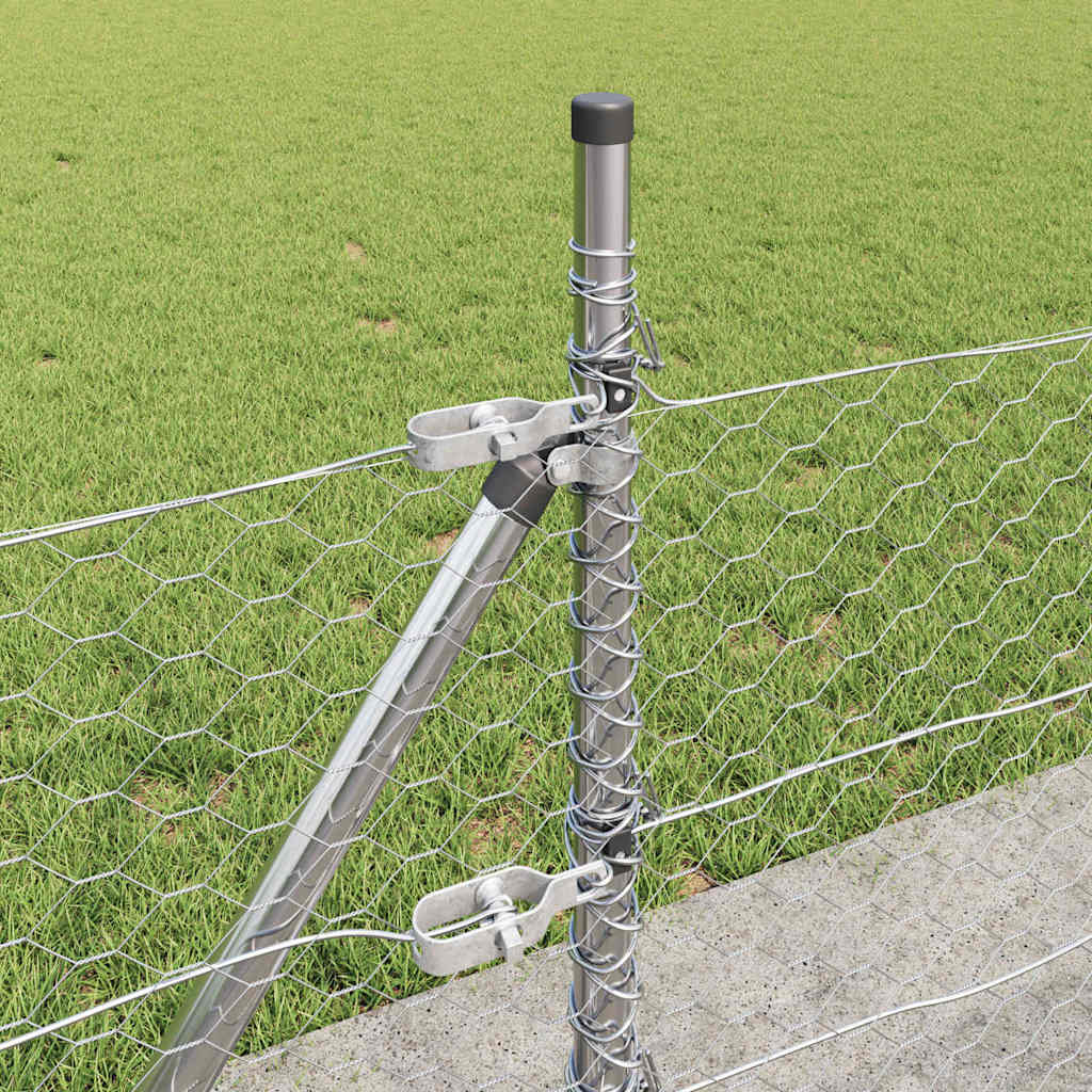 Hexagonal Fence with Concrete Base 10 x 0.5 m Galvanised Steel