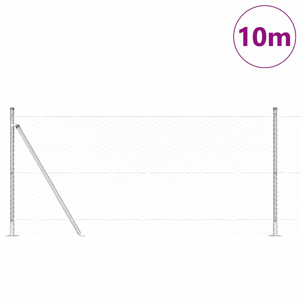Hexagonal Fence with Concrete Base 10 x 0.8 m Galvanised Steel