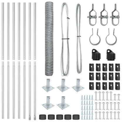 Hexagonal Fence with Concrete Base 10 x 0.8 m Galvanised Steel