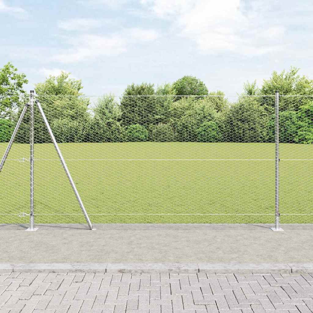 Hexagonal Fence with Concrete Base 10 x 1.2 m Galvanised Steel