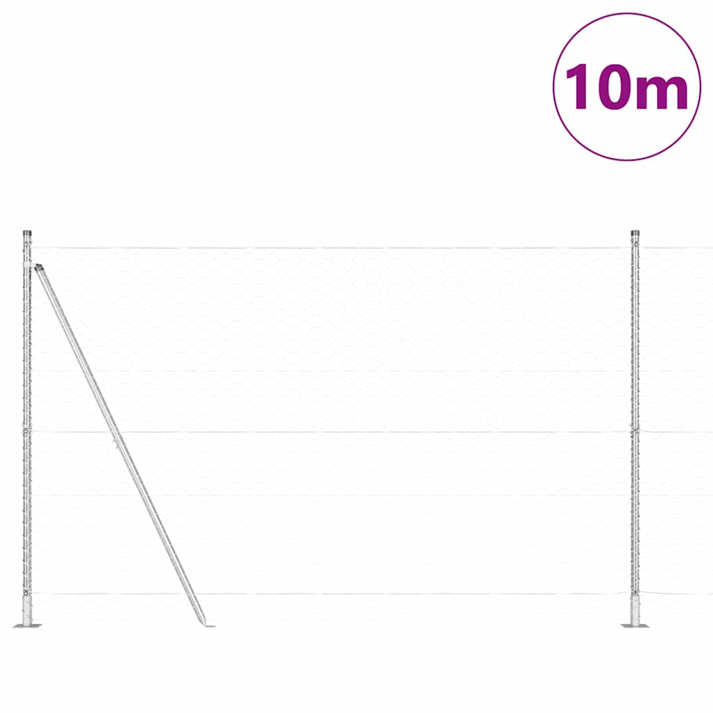 Hexagonal Fence with Concrete Base 10 x 1.4 m Galvanised Steel
