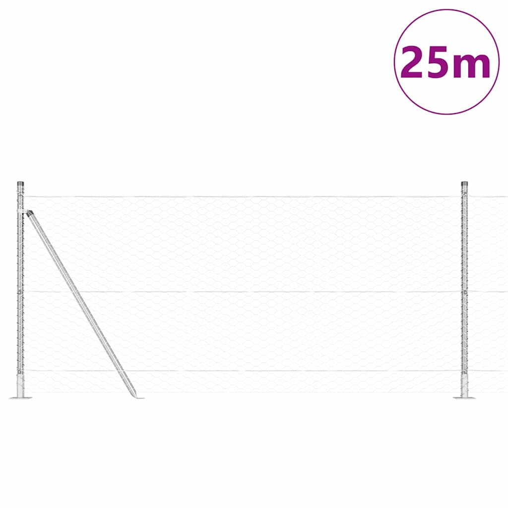Hexagonal Fence with Concrete Base 25 x 0.8 m Galvanised Steel