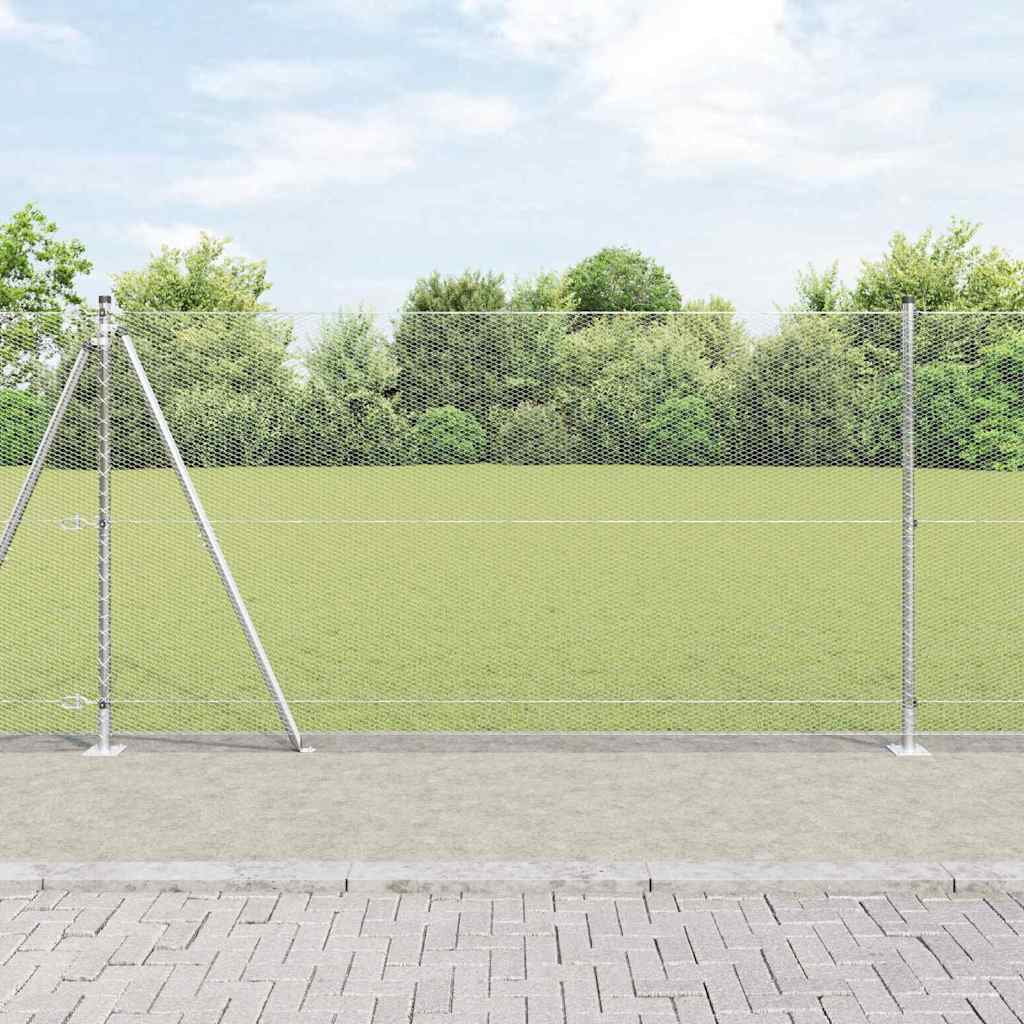 Hexagonal Fence with Concrete Base 25 x 1.2 m Galvanised Steel