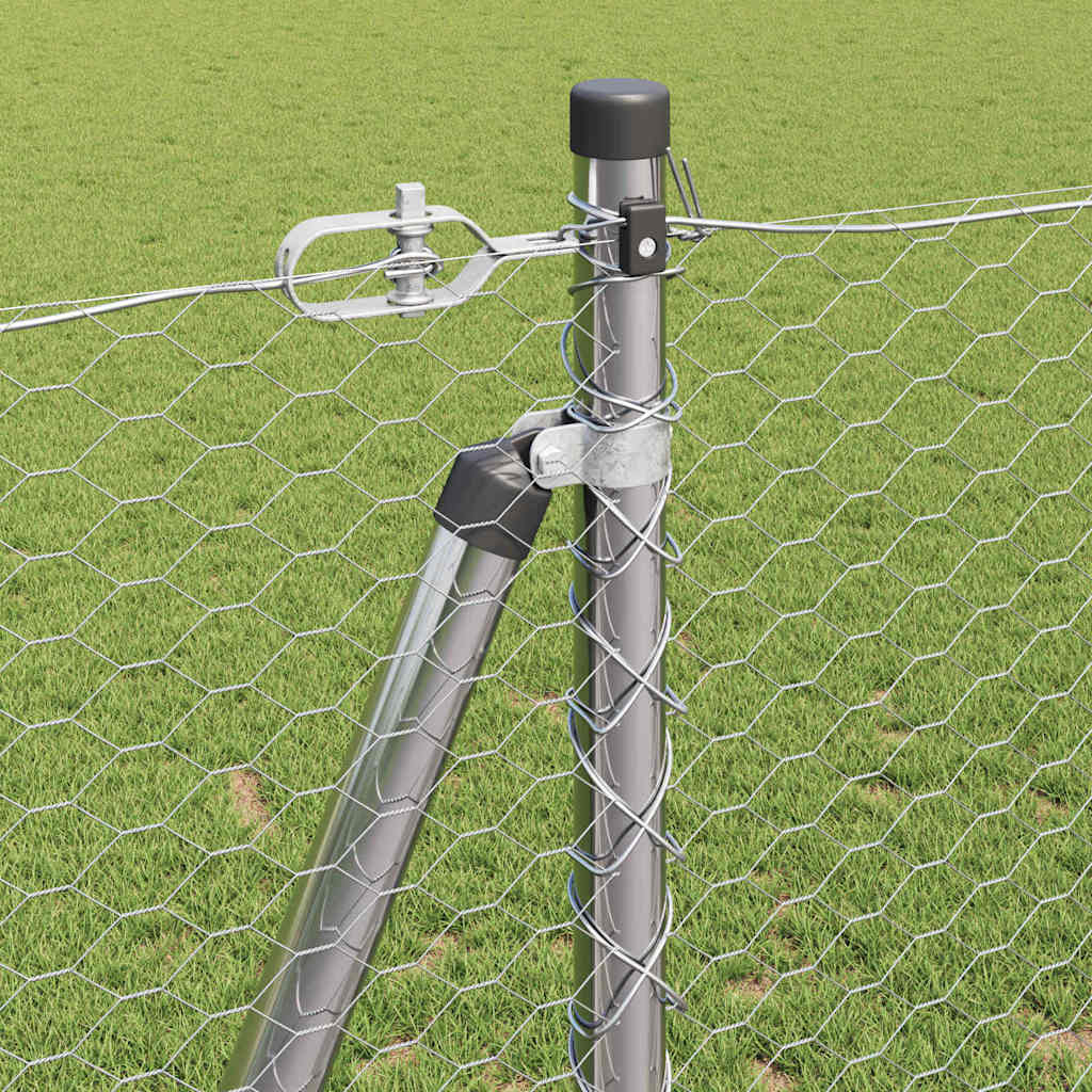Hexagonal Fence with Concrete Base 25 x 1.2 m Galvanised Steel