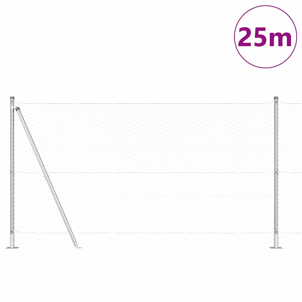 Hexagonal Fence with Concrete Base 25 x 1.2 m Galvanised Steel